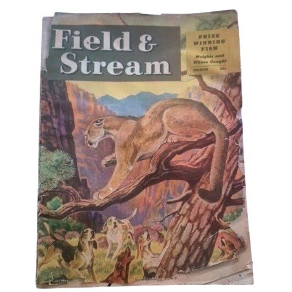 Magazine Field & Stream March 1946 Multi Cougar Cover Vintage Outdoor Ephemera